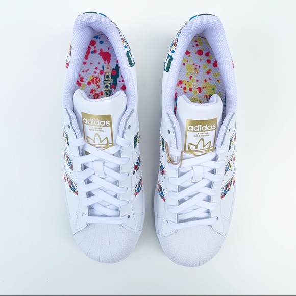 adidas SUPERSTAR SHOES Marble/Splash White/Gold - Picture 2 of 16
